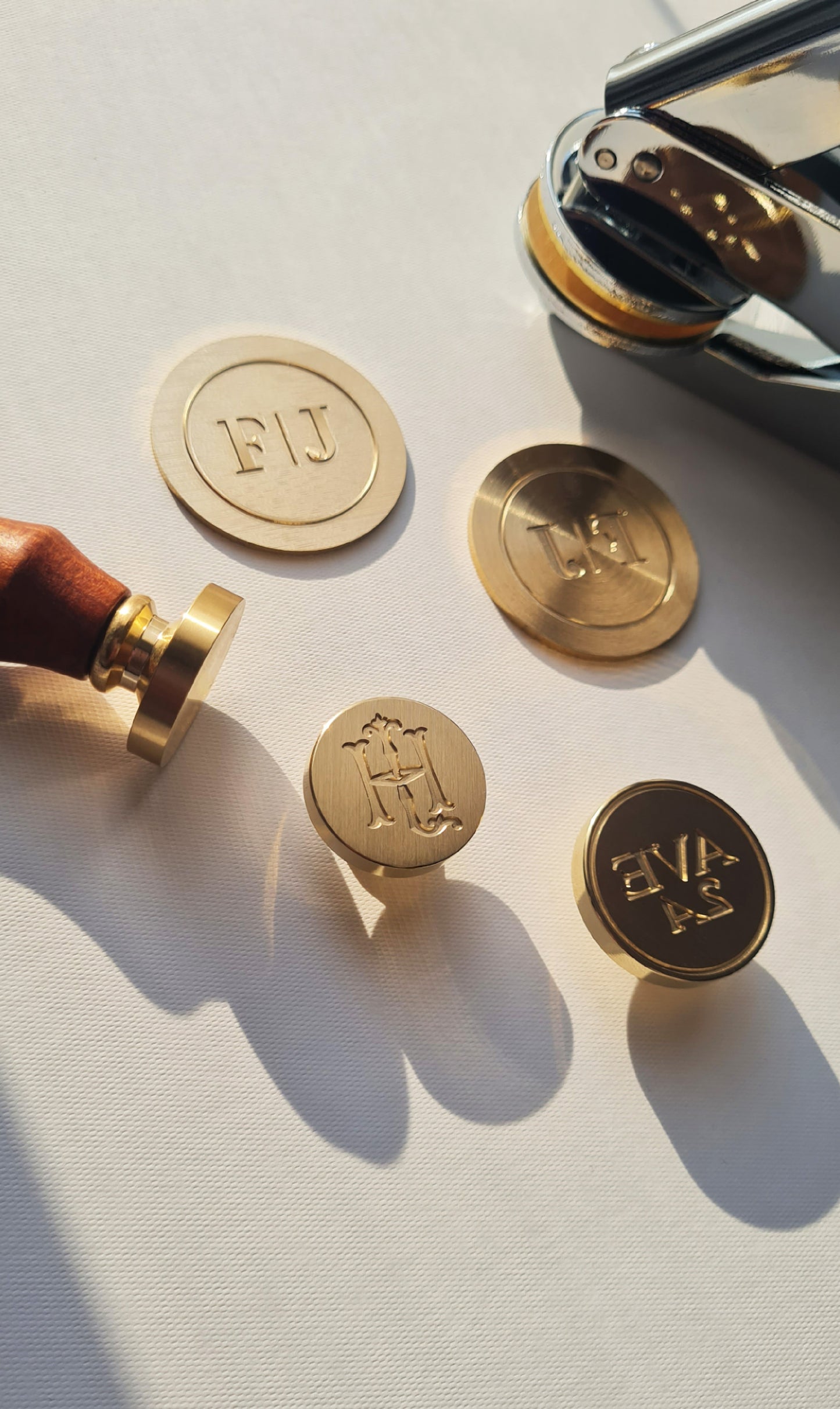 Custom logo wax seal on wedding invitation