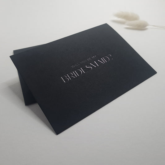 Bridesmaid Proposal Card - Minimal Black Foil