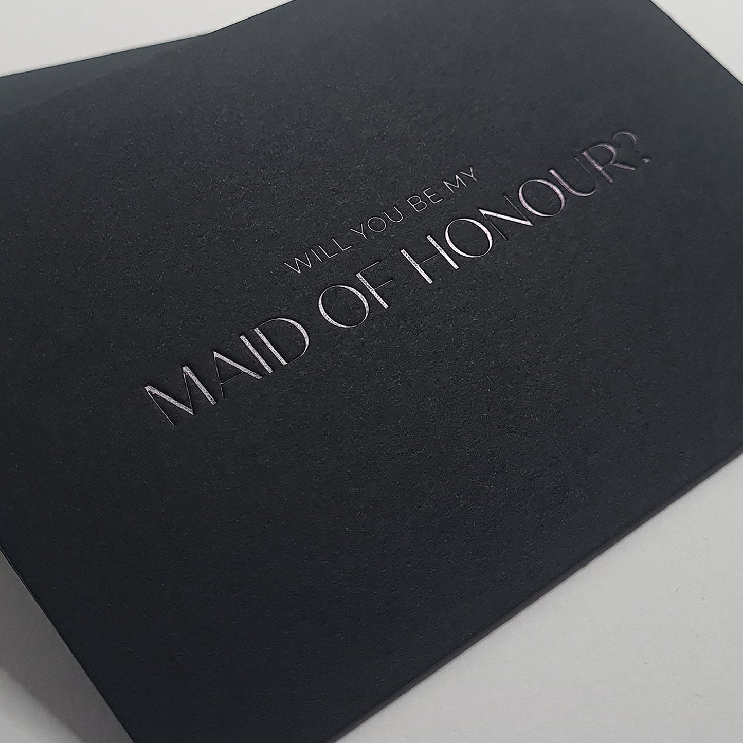 Maid of Honour Proposal Card - Minimal Black Foil