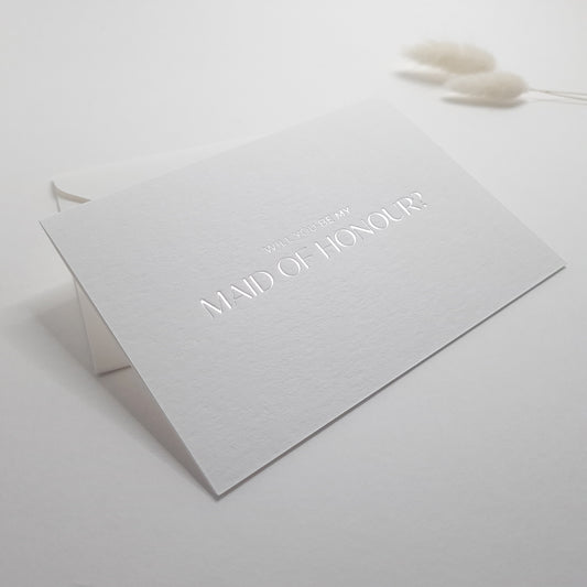 Maid of Honour Proposal Card - Minimal Silver Foil