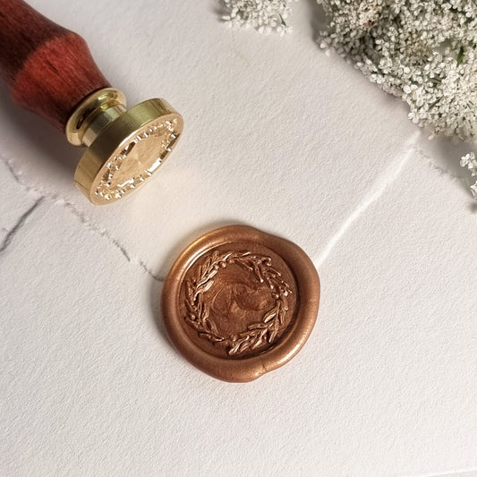 Wax stamp for sealing envelopes, wedding invitations, wedding stationery, wedding favours, event stationery, gift wrapping, packaging, paper craft for engaged couple, bride to be, stationery designer and companies or brands.